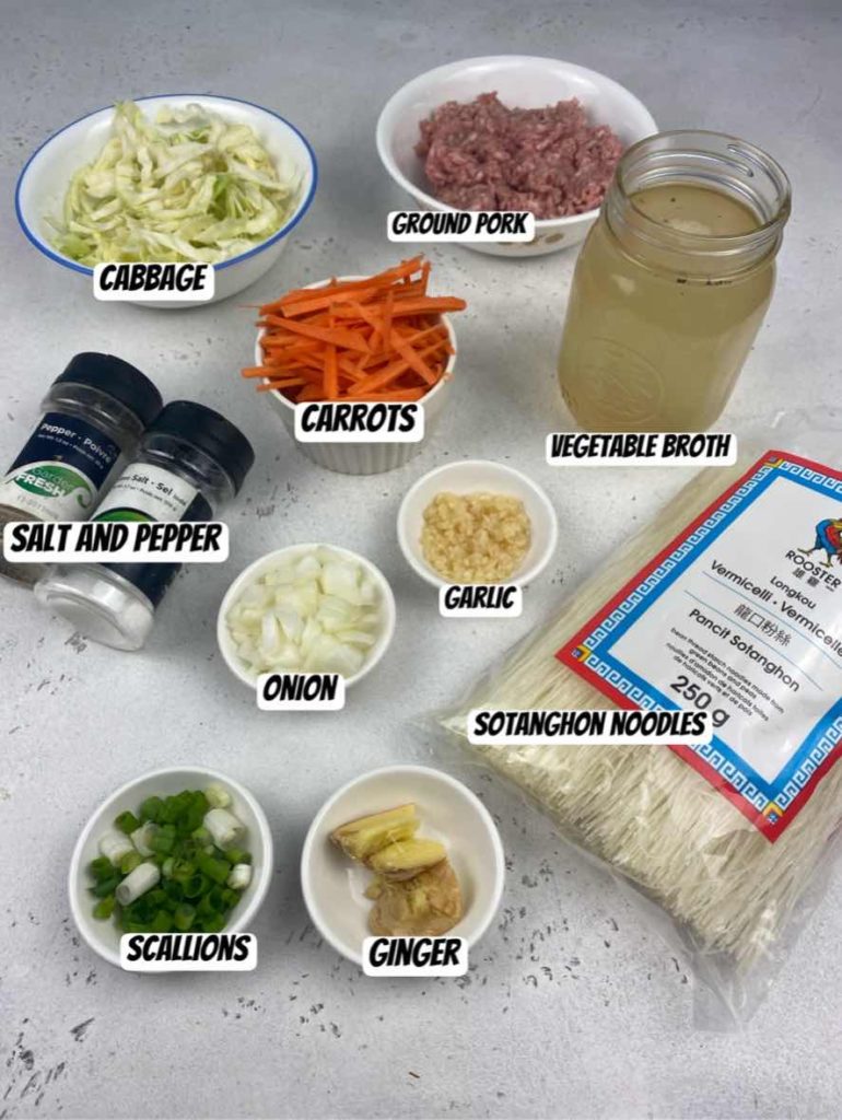 ingredients for easy sotanghon meatballs