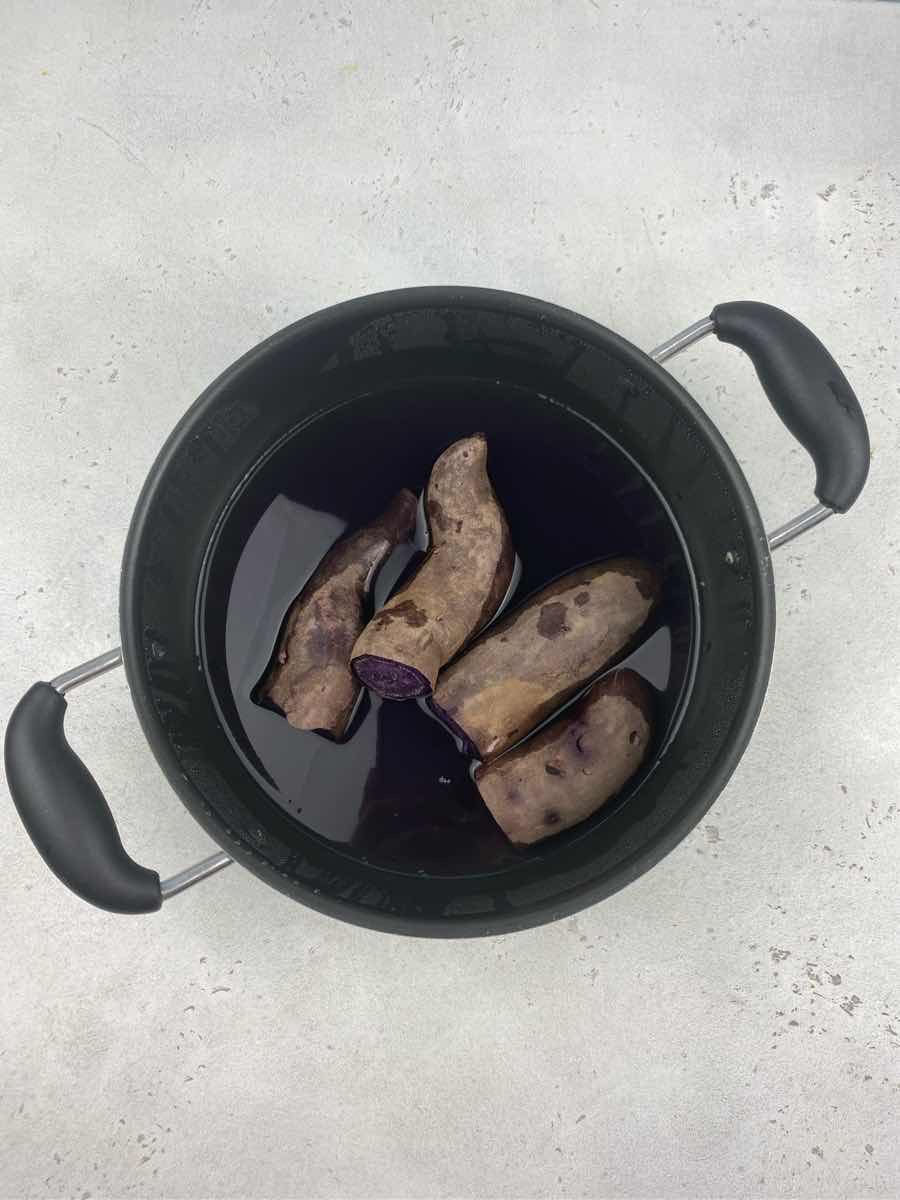 boil purple yam to make ube halaya jam