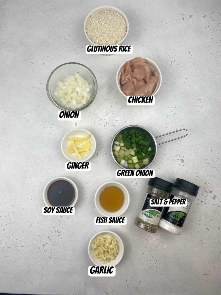 ingredients needed for chicken Arroz caldo