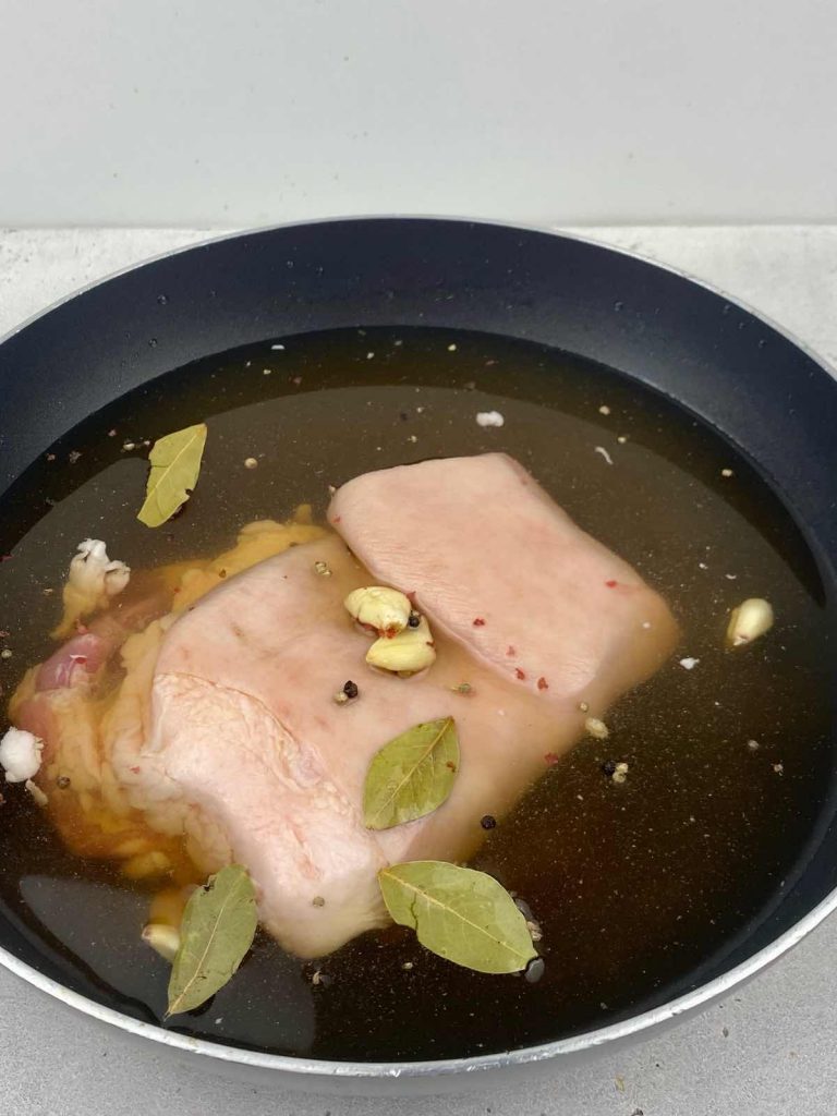 simmer pork first step to make air fryer lechon kawali