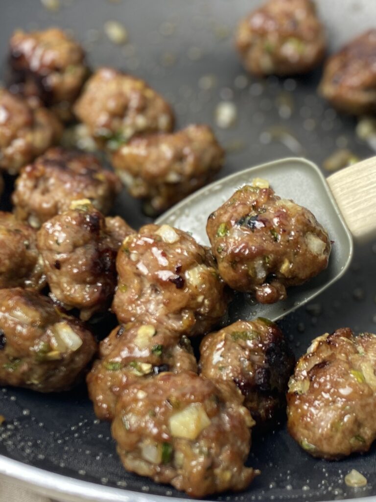 asian meatballs recipe coated with sweet sauce