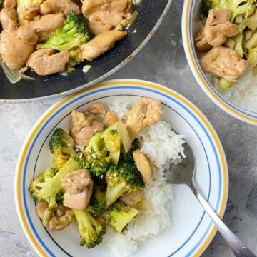 hoisin chicken and broccoli stir-fry served with rice