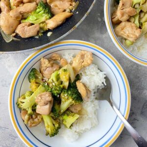 hoisin chicken and broccoli stir-fry served over rice