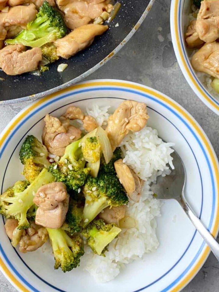 hoisin chicken and broccoli stir-fry served over rice