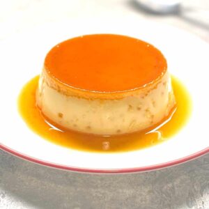 Banh Flan with syrup in a plate