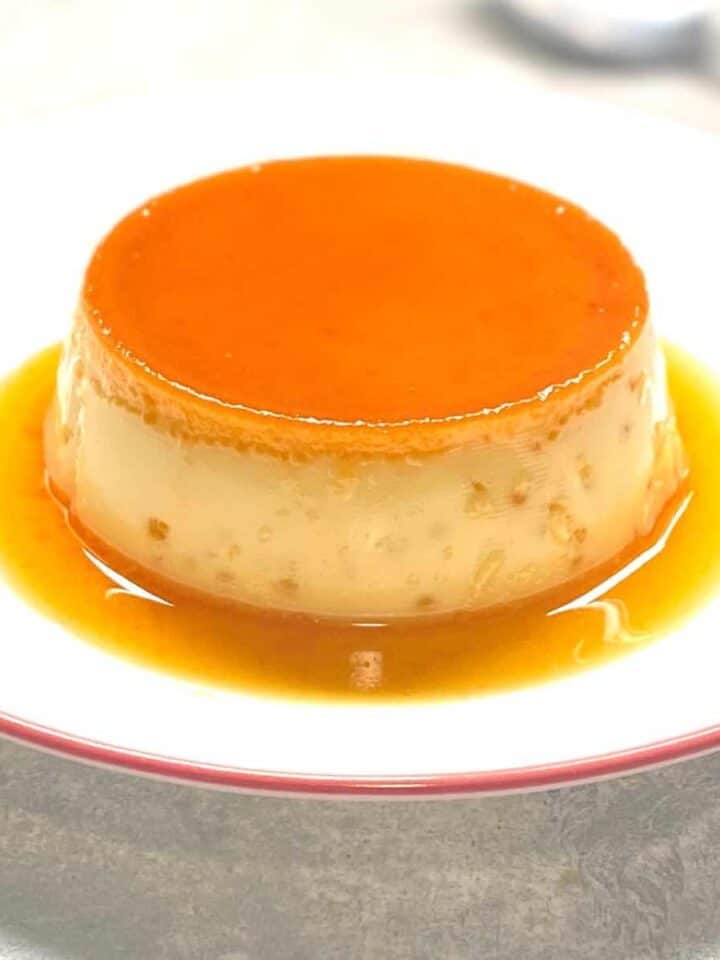 Banh Flan with syrup in a plate
