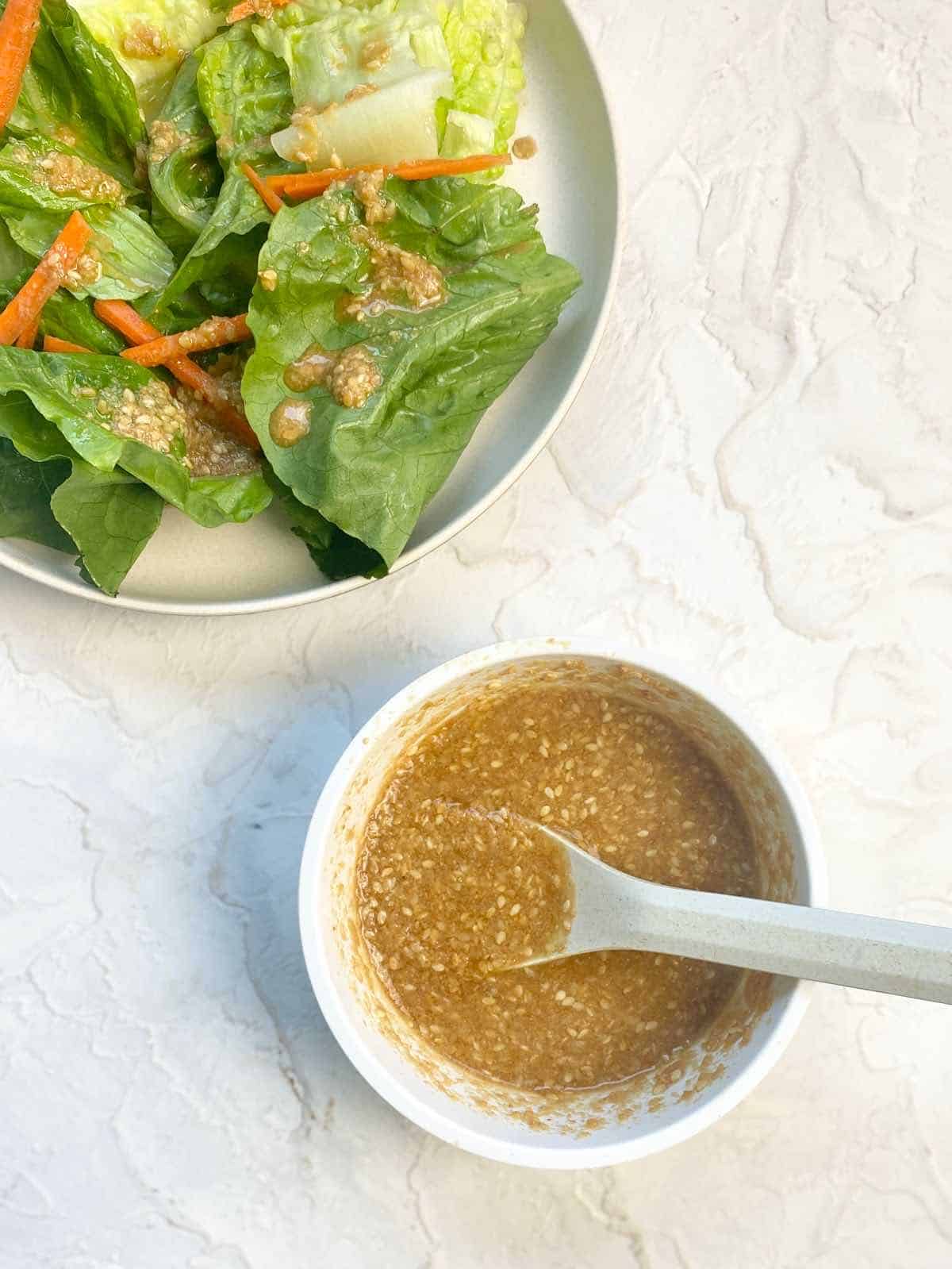 goma dressing with green salad
