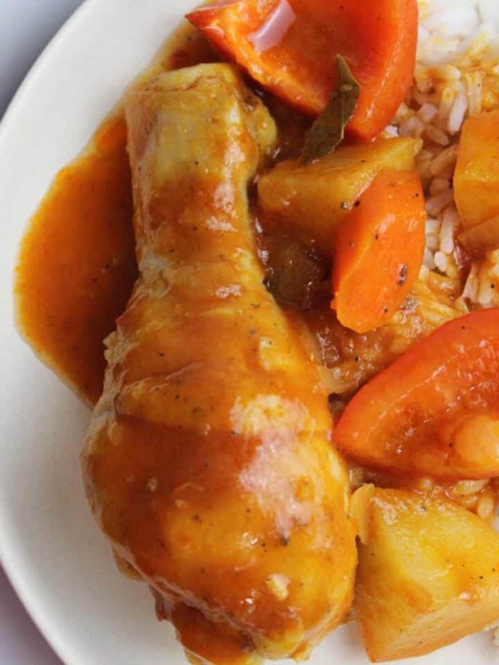 afritadang manok with potato and carrots