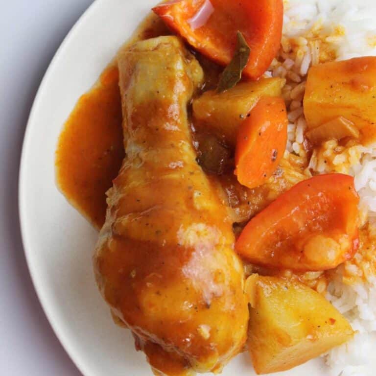 afritadang manok with potato and carrots