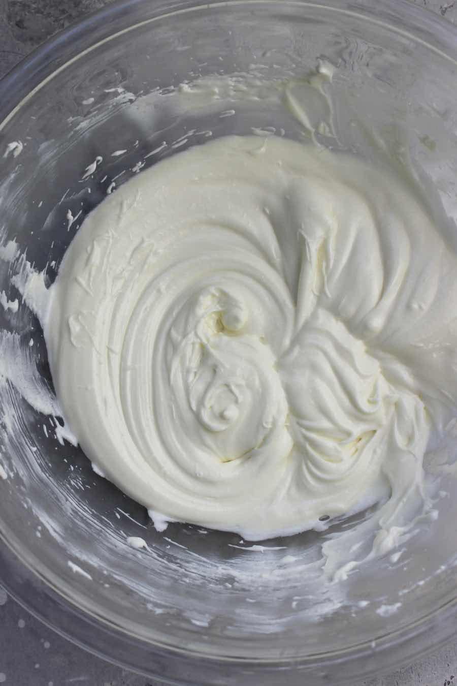 beat cream cheese and sugar until fluffy