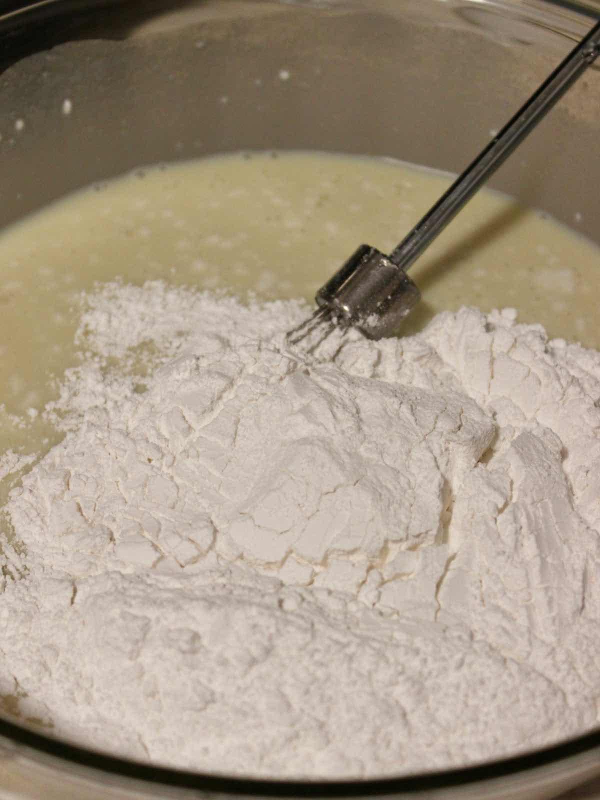 stir in flour into the mixture