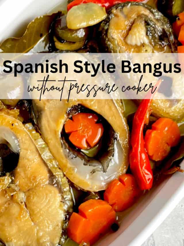 bangus slices in white container with carrots, thai chilli peppers
