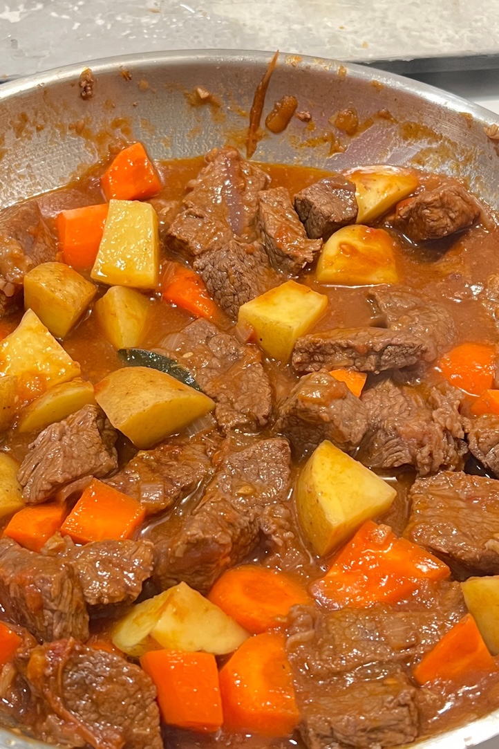 add potatoes, carrots to the pan