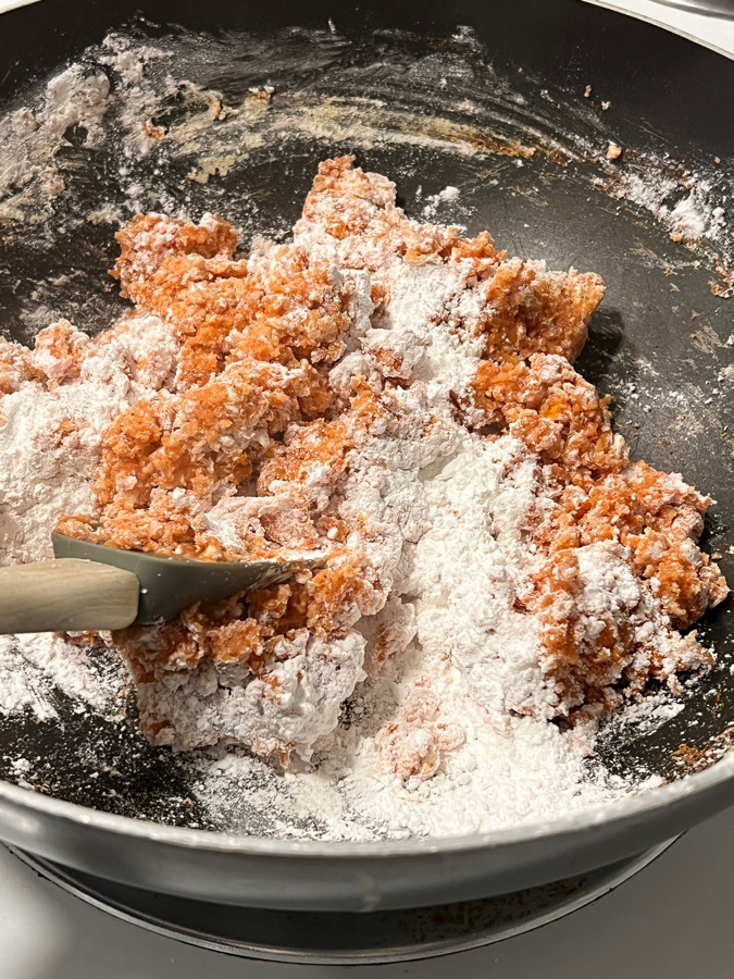 add in flour to water to form dough