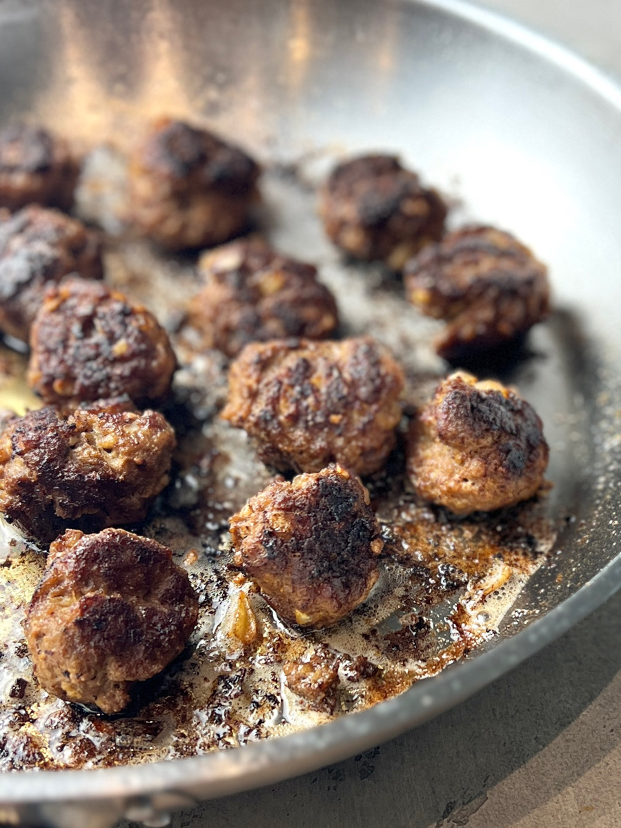 Brown beef in a pan