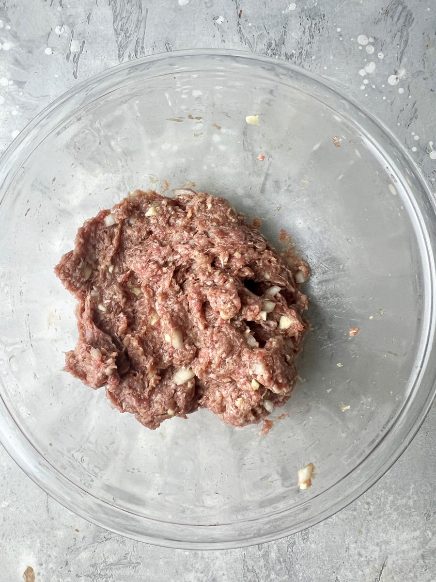 mixture of ground beef and other seasonings